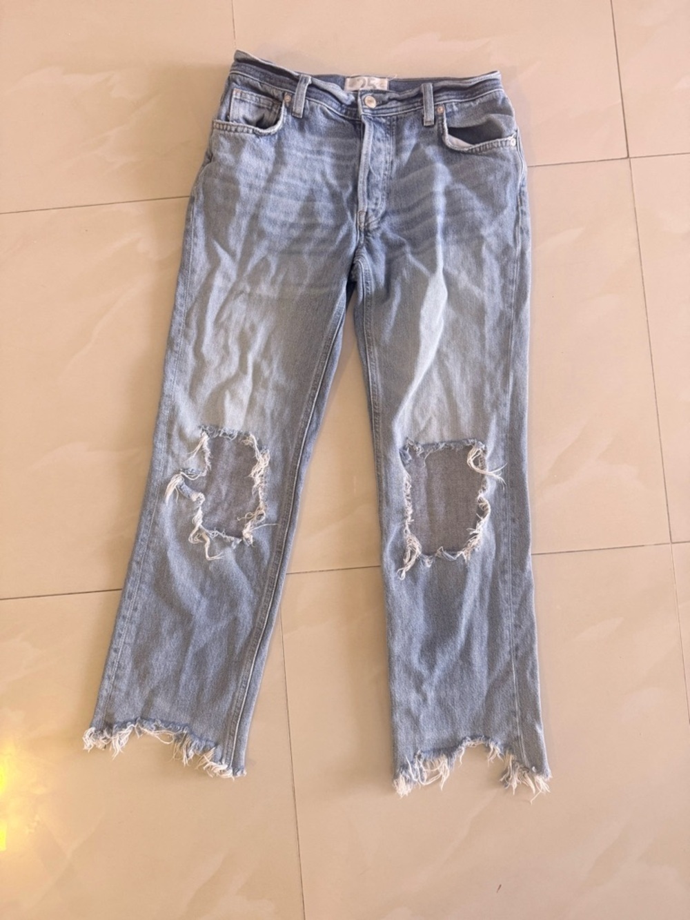 We the free Light Blue Distressed Straight-Leg Women's Jeans size 25 - Picture 14 of 14